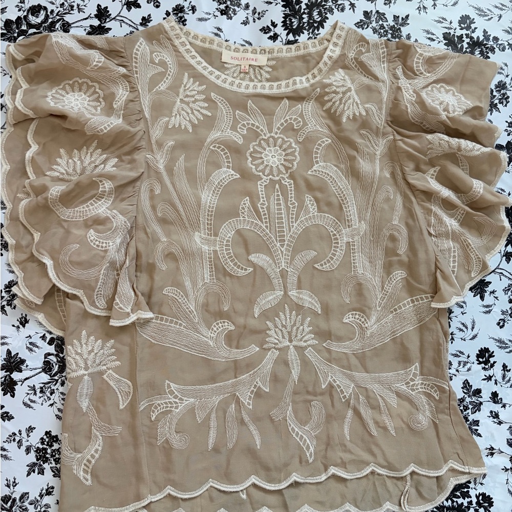 Anthropologie (Solitaire) bohemian embroidered blouse size large